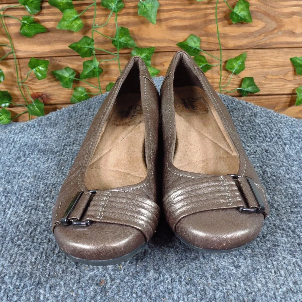 Clarks Propose Pixie 2 Women‎ Shoe Flat 6.5 Wide Casual Comfort Pewter Metallic